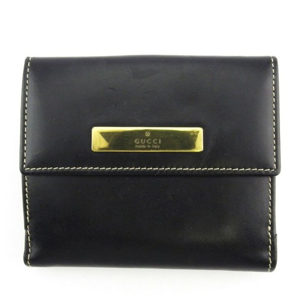 GUCCI W hook purse logo plate leather Authentic used - Picture 1 of 8